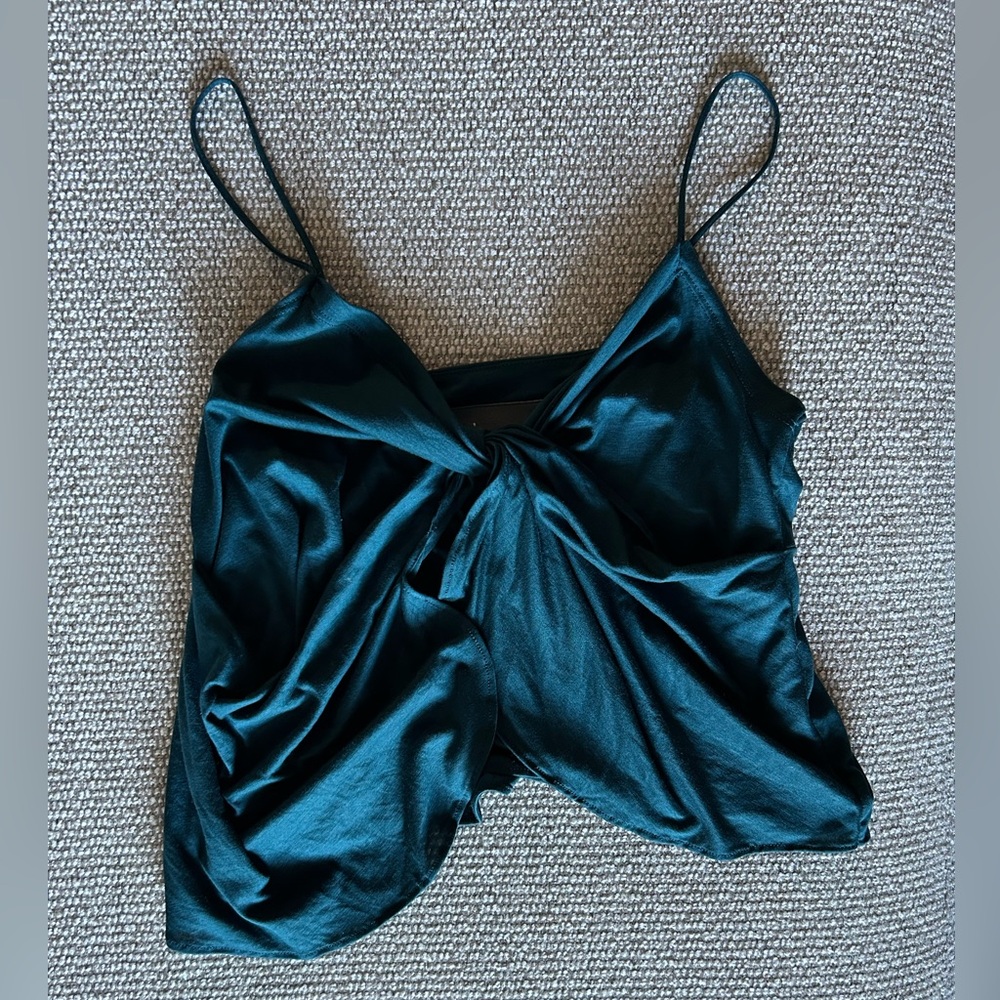 By Anthropologie Teal Twist Front Women's Top